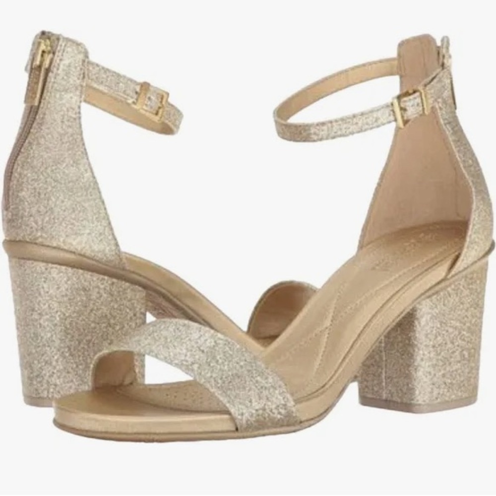 Kenneth Cole Reaction Glittery Gold Block Heels